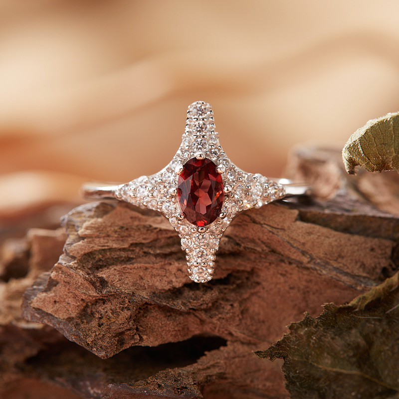 Natural garnet ring